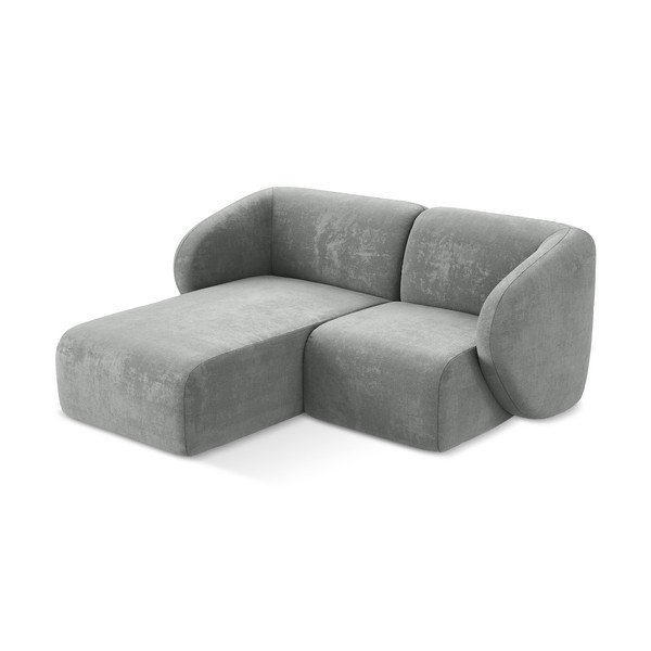 Szary narożnik z tkaniny szenilowej (lewostronny/z szezlongiem) Lani – Makamii-image-2