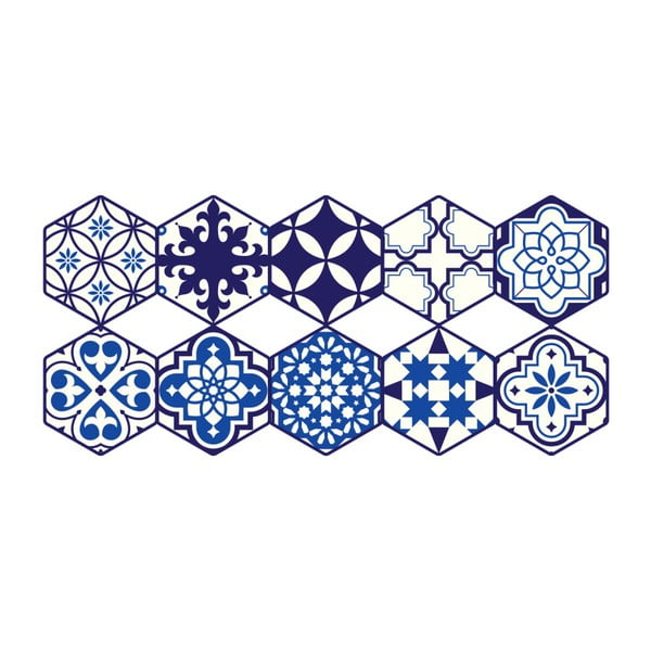Zestaw 10 naklejek na podłogę Ambiance Floor Stickers Hexagons Jena, 40x90 cm