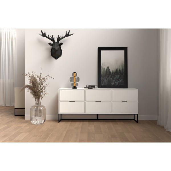 Biała komoda z metalowymi nogami w czarnym kolorze Tenzo Lipp-image-1