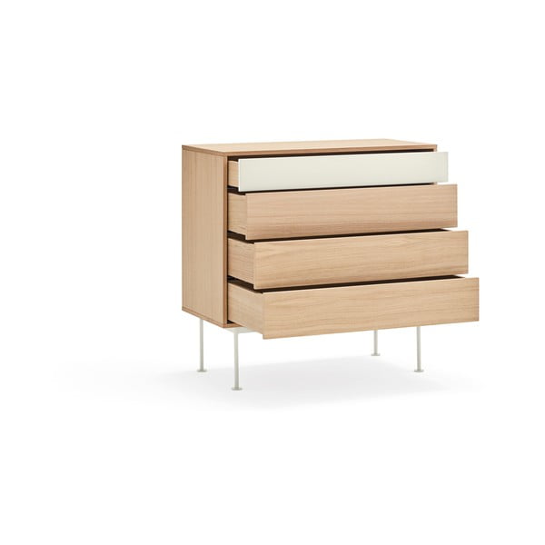 Kremowobiała komoda w dekorze drewna dębowego z szufladami Teulat Yoko-image-2