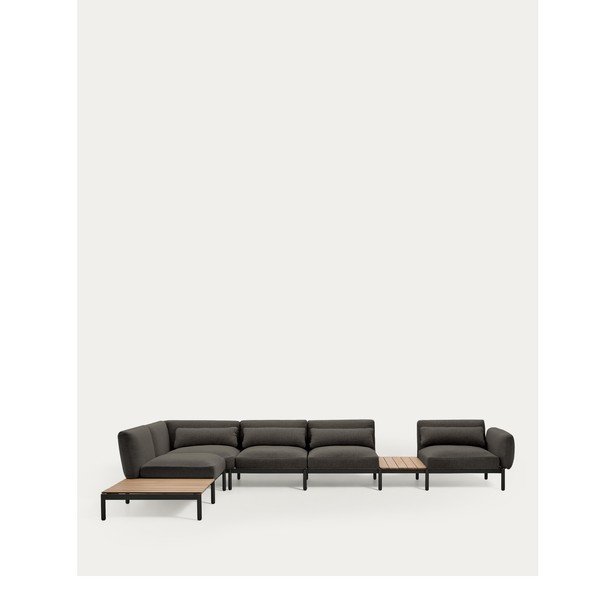 Ciemnoszara tapicerowana sofa ogrodowa (lewostronna) Sorells – Kave Home-image-4