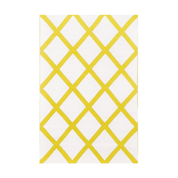 Żółto-biały dwustronny dywan zewnętrzny Green Decore Hour, 120x180 cm