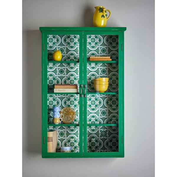 Zielona witryna z litego drewna jodłowego wisząca 81x122x22 cm Hazem – Bloomingville-image-1