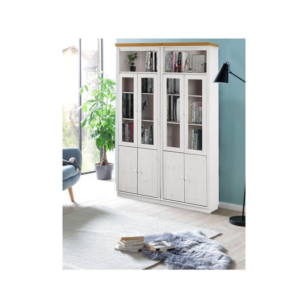 Biała witryna z litego drewna sosnowego 148x223 cm Anita – Støraa-image-2