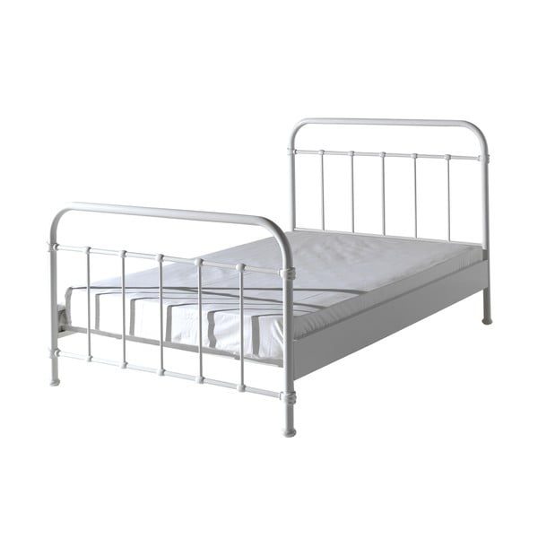 Białe metalowe łóżko dziecięce Vipack New York, 120x200 cm