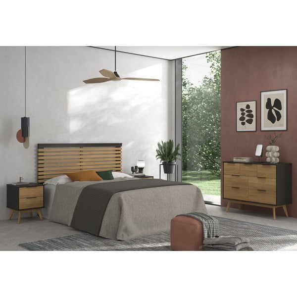 Czarny zagłówek z drewna sosnowego 163x100 cm Lavis – Marckeric-image-1