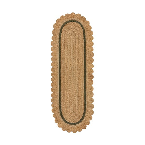 Ciemnozielono-naturalny chodnik z juty tkany ręcznie 80x230 cm Grace Green – Flair Rugs