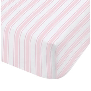 Różowo-białe bawełniane prześcieradło Bianca Check And Stripe, 135x190 cm