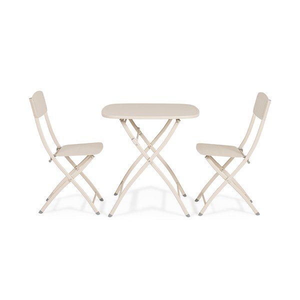 Beżowy stalowy zestaw mebli ogrodowych dla 2 osób Yvonne – Bizzotto