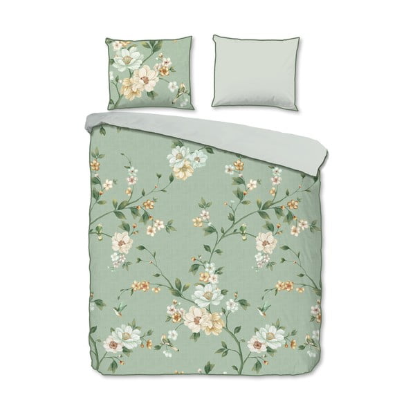 Zielona pościel dwuosobowa z satyny bawełnianej 200x220 cm Sizena – Descanso