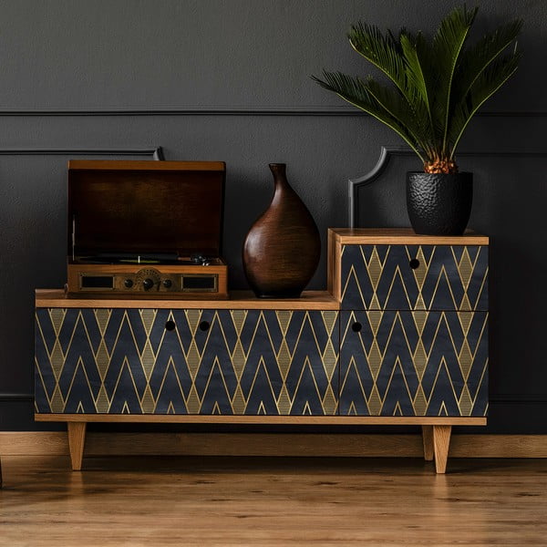 Dekoracyjna tapeta na meble w czarno-złotym kolorze Ambiance Ragnar-image-4