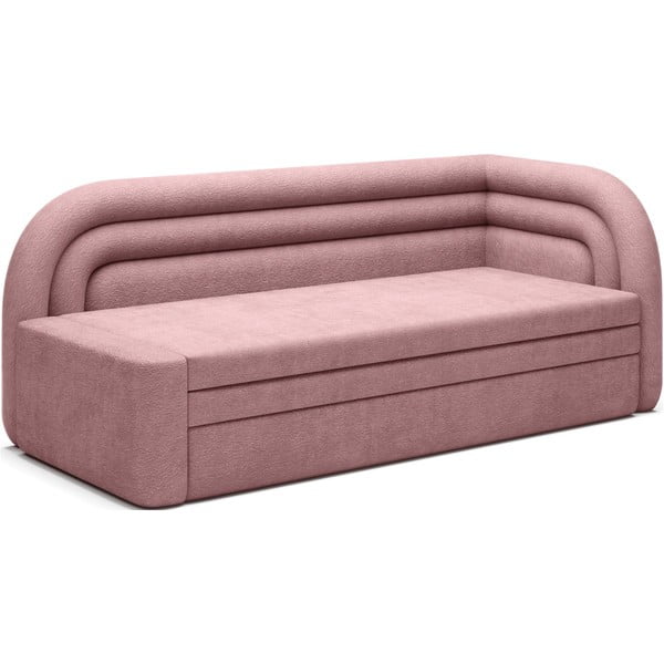 Różowa rozkładana/ze schowkiem sofa z tkaniny szenilowej prawostronna 223 cm Fabillo – ELTAP-image-2