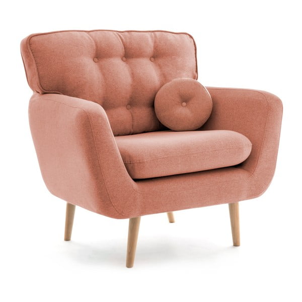 Łososiowy fotel z poduszką Vivonita Malva
