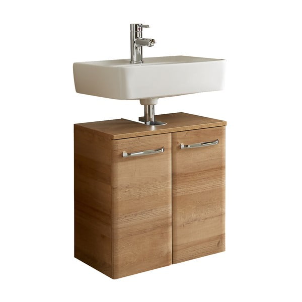 Wisząca szafka bez umywalki w dekorze dębu w naturalnym kolorze 53x60 cm Quickset 318 – Pelipal-image-2