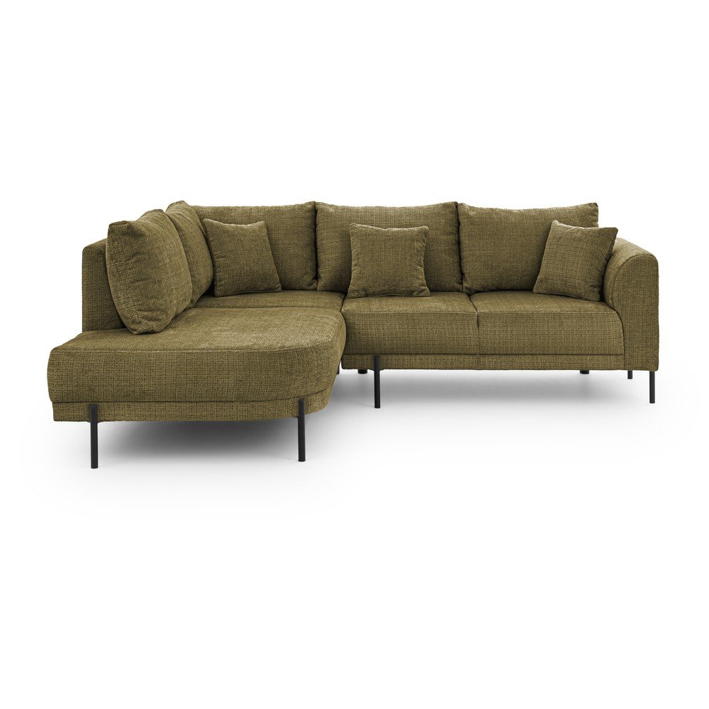 Zielony narożnik z tkaniny szenilowej (lewostronny/w kształcie litery L) Mauris  – Ropez