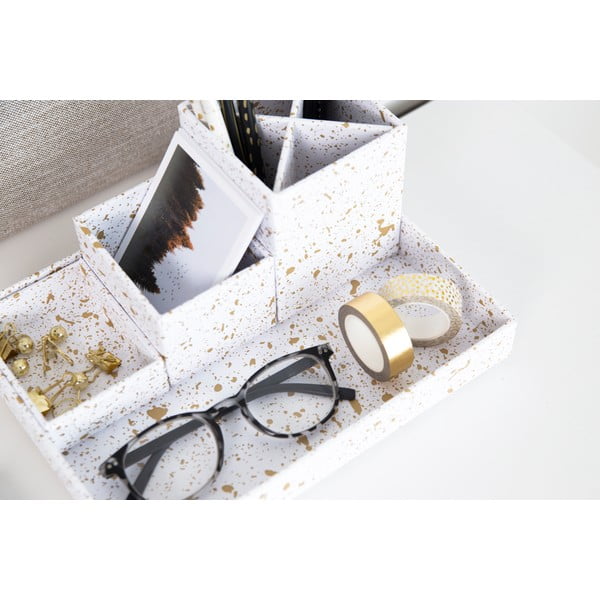 4-częściowy przybornik w biało-złotym kolorze Bigso Box of Sweden Lena-image-3