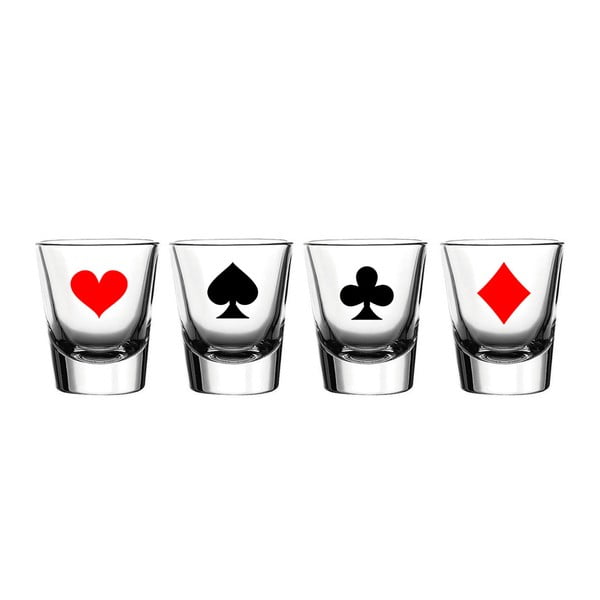Zestaw 4 kieliszków Vivas Shot Playing Card Symbol, 60 ml