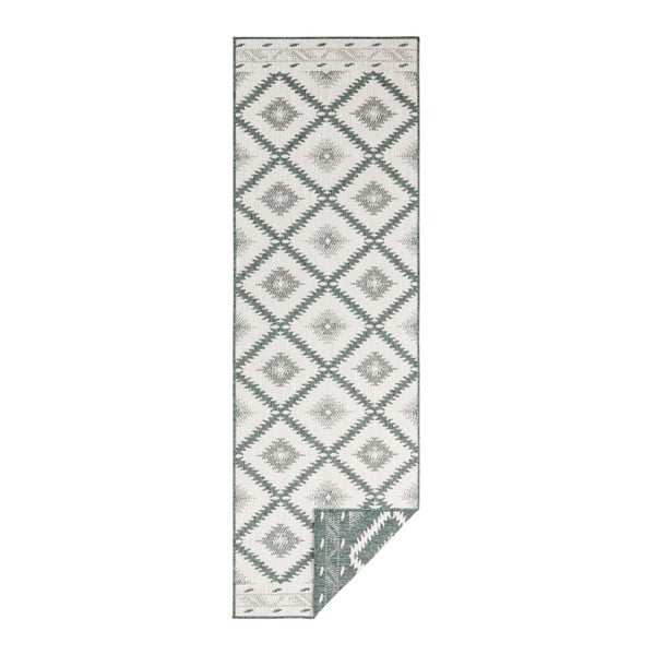 Zielono-kremowy chodnik odpowiedni na zewnątrz NORTHRUGS Malibu, 350x80 cm