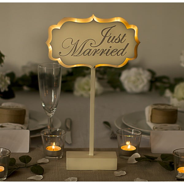 Dekoracja ślubna na stół z lampką LED Just Married
