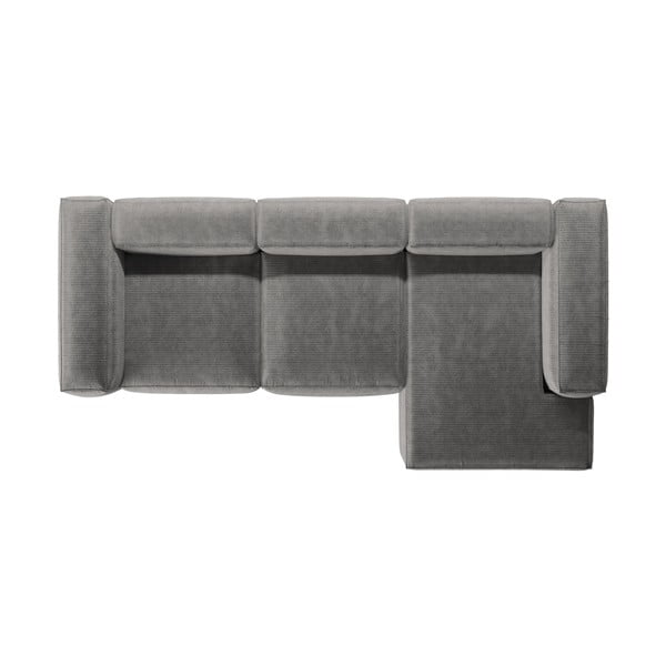 Jasnoszary sztruksowy narożnik (prawostronny/z szezlongiem) Bergamo – Cosmopolitan Design-image-3