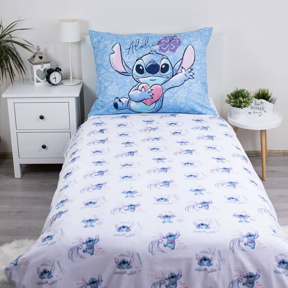 Niebieska bawełniana pościel dziecięca jednoosobowa 140x200 cm Lilo and Stitch "Wave" – Jerry Fabrics (zdjęcie 3)