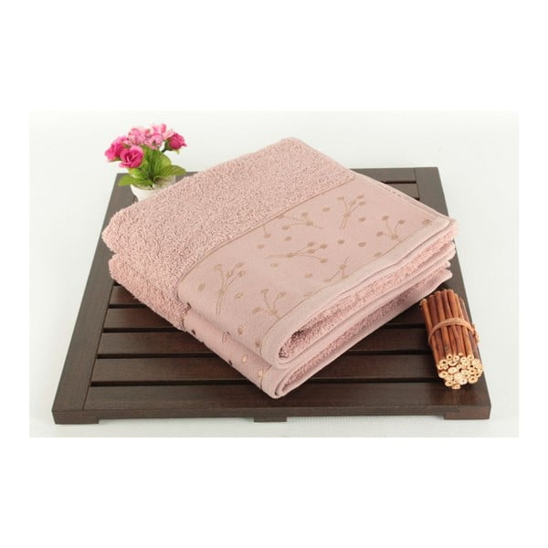 Zestaw 2 różowych ręczników Tomur Dusty Rose, 50x90 cm