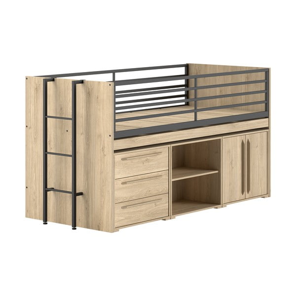Podwyższone łóżko dziecięce ze schowkiem i stelażem 90x200 cm Sam – Vipack