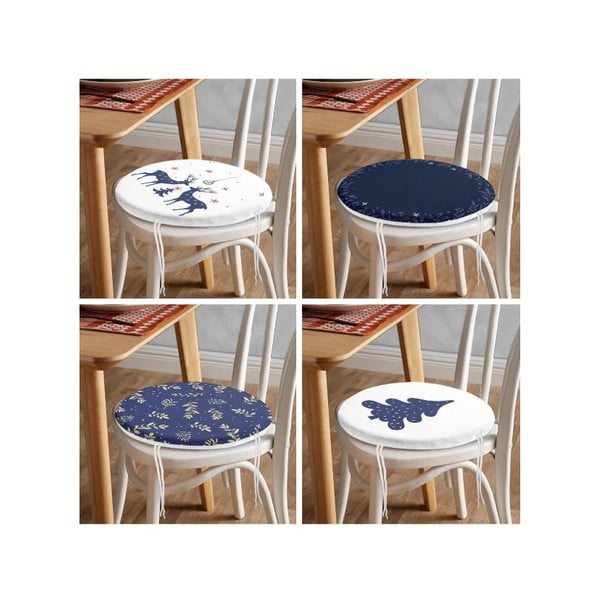 Poduszki na krzesła ze świątecznym motywem zestaw 4 szt. ø 40 cm Blue Christmas – Mila Home-image-4