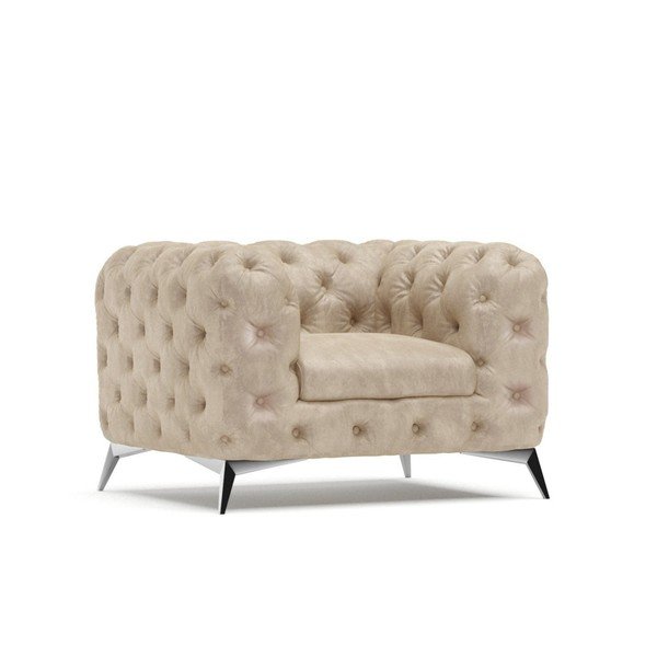 Beżowy aksamitny fotel Chelsea – Ropez