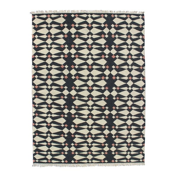 Ciemnozielony dywan tkany ręcznie Linie Design Andria Dark Blue, 140 x 200 cm