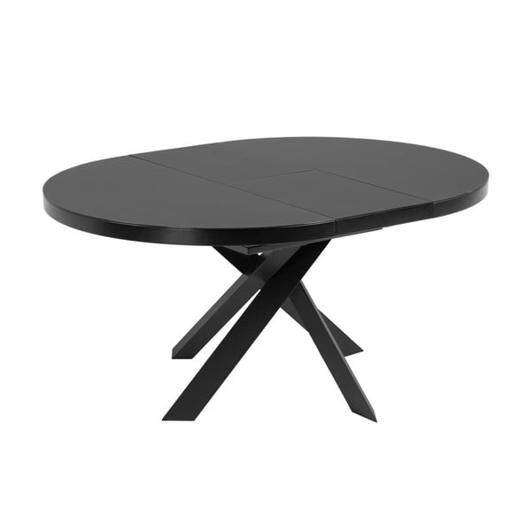 Czarny okrągły rozkładany stół ze szklanym blatem ø 160 cm Vashti – Kave Home-image-2