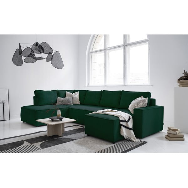 Ciemnozielony sztruksowy rozkładany narożnik (lewostronny/w kształcie litery U) Brave Dave – Miuform-image-3