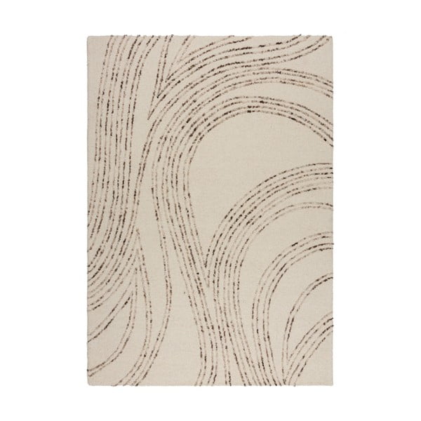 Brązowo-kremowy wełniany dywan 200x290 cm Abstract Swirl – Flair Rugs