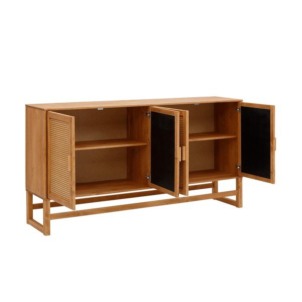 Komoda z drewna sosnowego z rattanowymi drzwiczkami Støraa Jolene, szer. 170 cm-image-2