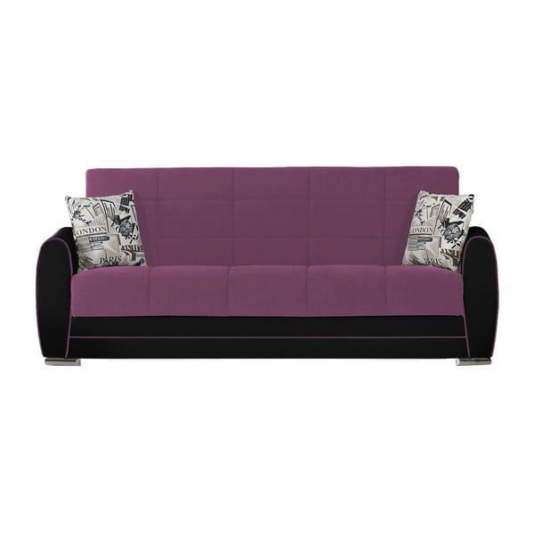Karminowo-czarna trzyosobowa sofa rozkładana ze schowkiem Esidra Rest