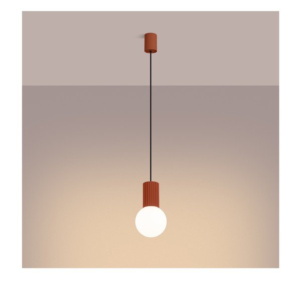 Pomarańczowa lampa wisząca ze szklanym kloszem ø 12 cm Orbital – Sollux-image-3