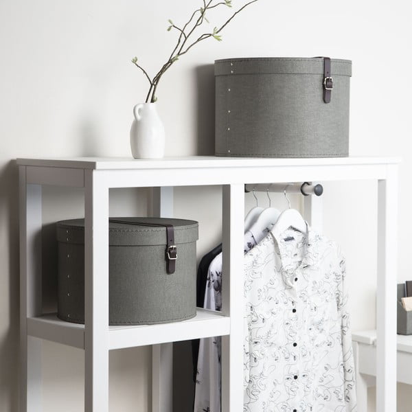 Szare kartonowe pojemniki zestaw 2 szt. z pokrywką ø 37,5x25,5 cm Rut Canvas Paper Laminate – Bigso-image-1