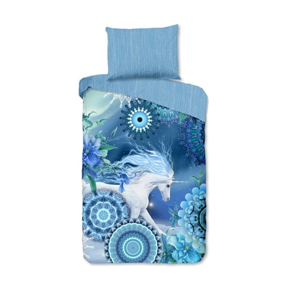 Niebieska flanelowa pościel jednoosobowa 140x200 cm Lumi – HIP