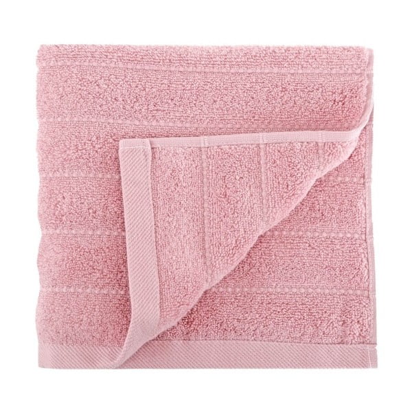 Jasnoróżowy ręcznik z czesanej bawełny Pierre, 50x90 cm