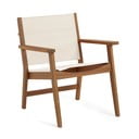 Krzesło ogrodowe z drewna akacji z szarym obiciem Kave Home Hilda