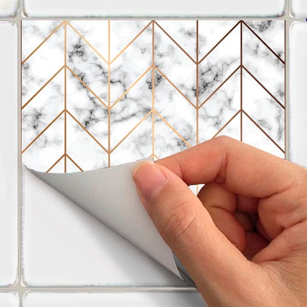 Zestaw naklejek na kafelki 9 szt. 20x20 cm Marble – Ambiance-image-1