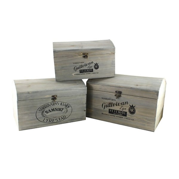 Komplet 3 drewnianych pudełek Gullvivan