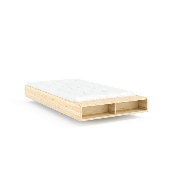 Łóżko jednoosobowe z litego drewna sosnowego bez zagłówka ze stelażem 120x200 cm w naturalnym kolorze Merge – Karup-image-3