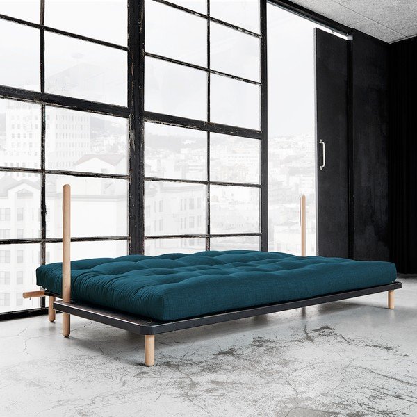 Sofa rozkładana Karup Point, Black/Raw Beech/Deep Blue-image-1