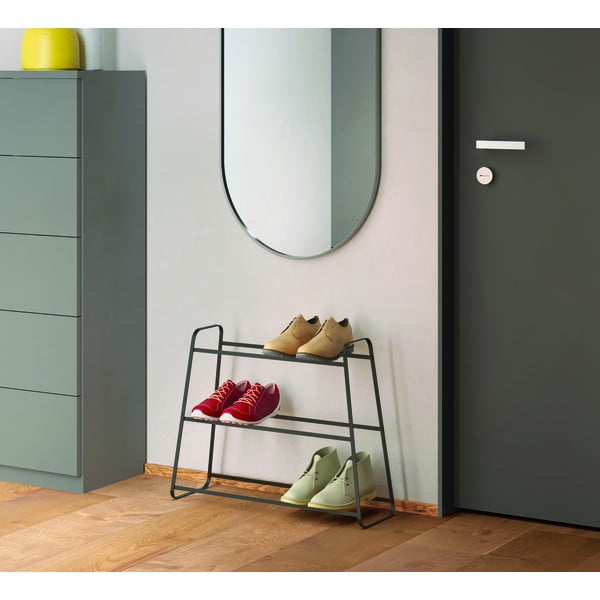 Czarny, trzypoziomowy regał na buty Derby - Metaltex-image-1