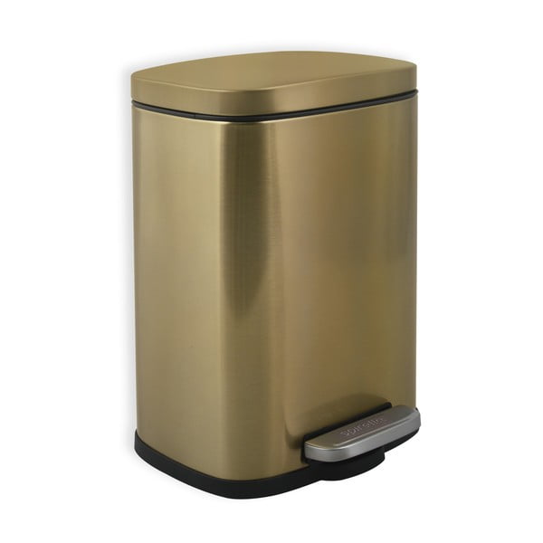Stalowy kosz na śmieci z pedałem w kolorze matowego złota 5 l   Akira – Spirella
