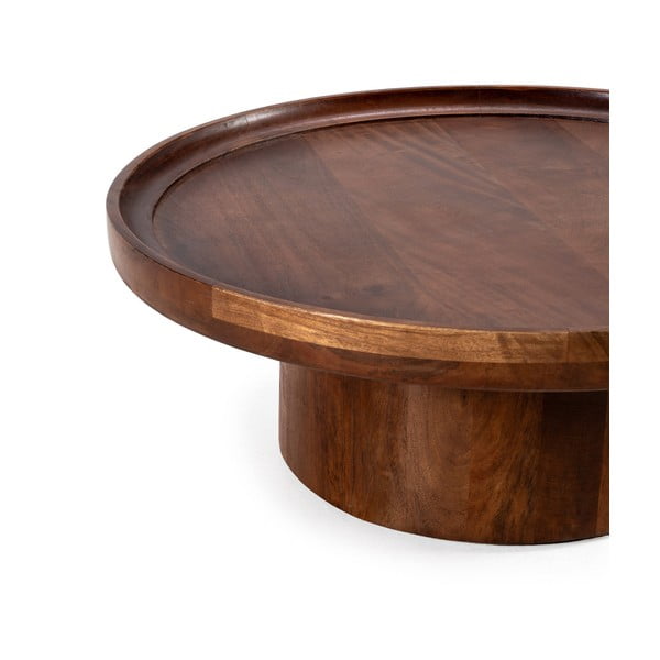 Ciemnobrązowy okrągły stolik z litego drewna mango 80x80 cm Giselle – MOME-image-2