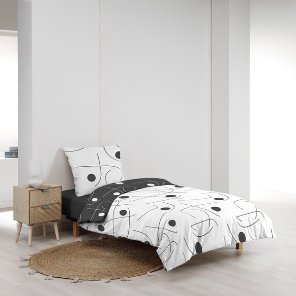 Biało-ciemnoszara pościel jednoosobowa z mikrowłókna 140x200 cm Sonate – douceur d'intérieur-image-3