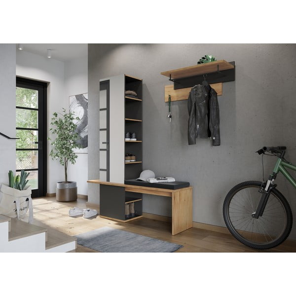 Ciemnoszary zestaw do przedpokoju w dekorze dębu – Germania-image-4