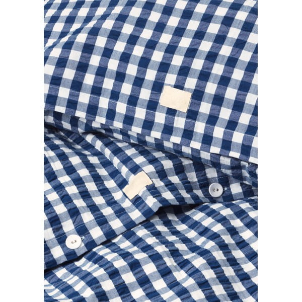 Biało-ciemnoniebieska pościel jednoosobowa z kory 140x200 cm Bæk&Bølge – JUNA-image-3